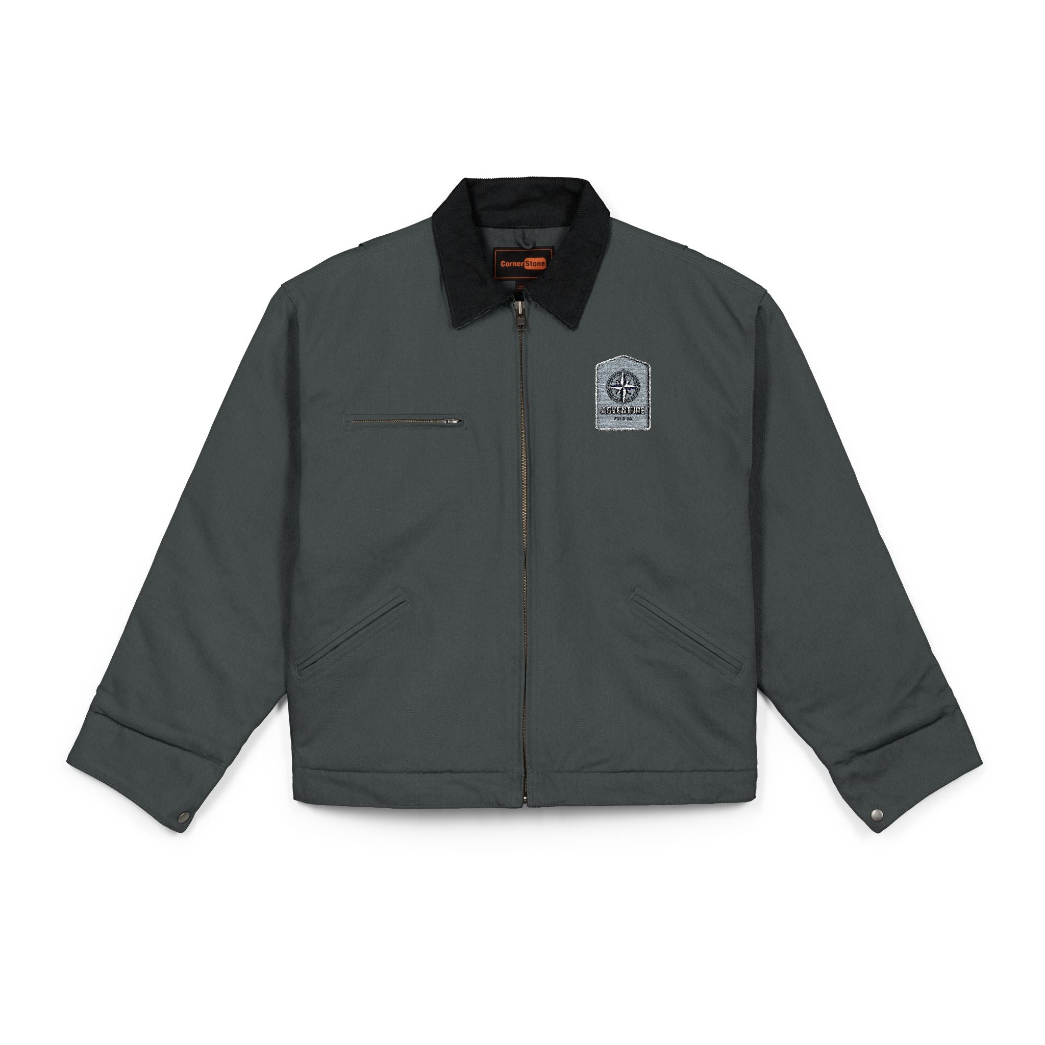 Duck Cloth Work Jacket — Vintage Crest Patch Insulated Utility Coat