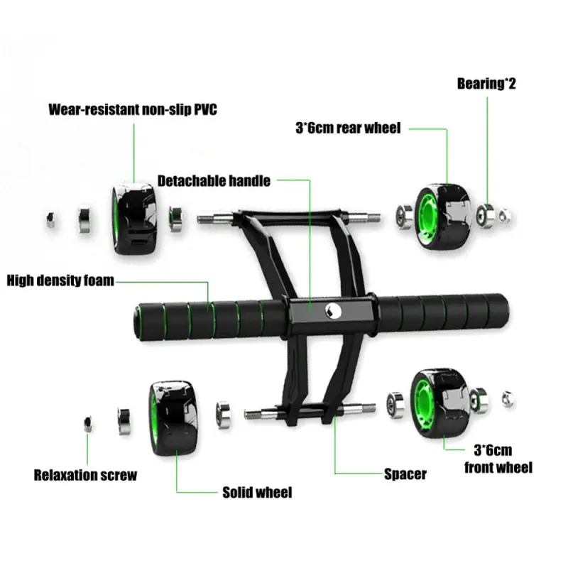 Foldable 4-Wheel Ab Roller Kit