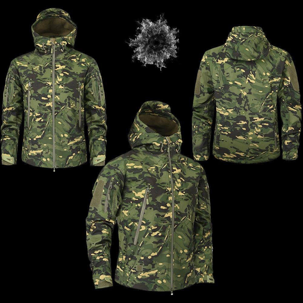 Men's Tactical Camouflage Jacket – Lightweight Water-Resistant Hooded Windbreaker