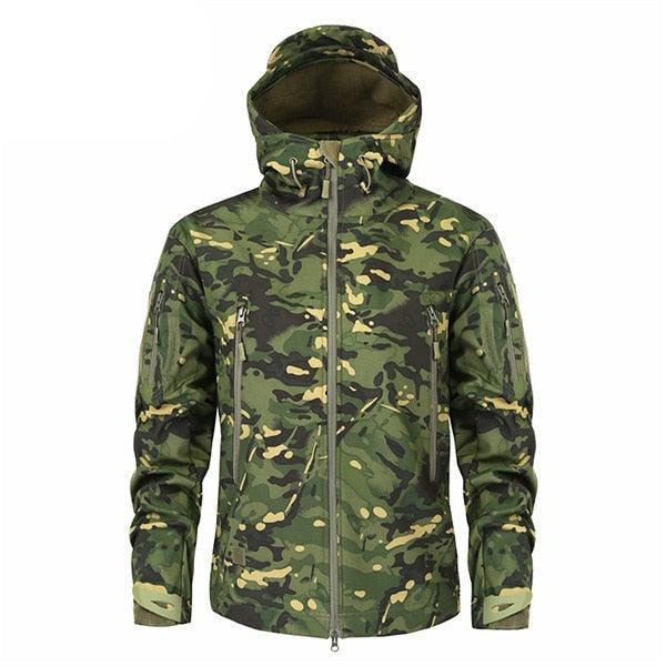 Men's Tactical Camouflage Jacket – Lightweight Water-Resistant Hooded Windbreaker