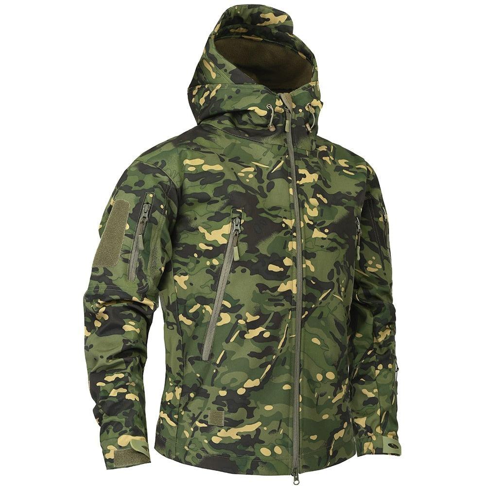Men's Tactical Camouflage Jacket – Lightweight Water-Resistant Hooded Windbreaker