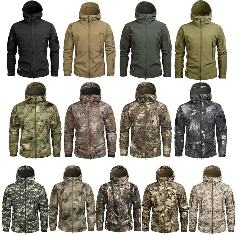 Men's Tactical Camouflage Jacket – Lightweight Water-Resistant Hooded Windbreaker