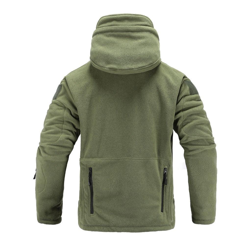 Men's Tactical Fleece Hooded Jacket – Warm Water-Resistant Outdoor Military Coat