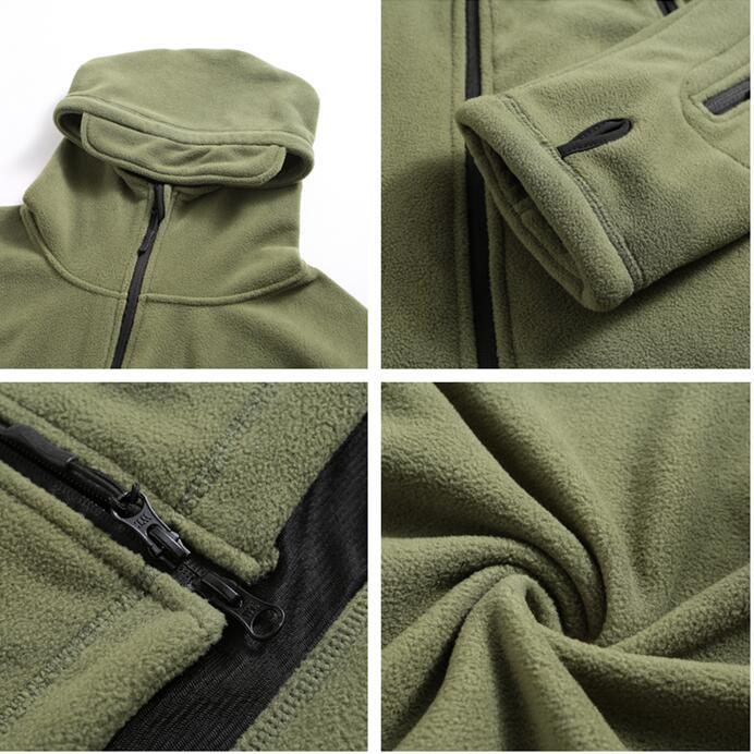 Men's Tactical Fleece Hooded Jacket – Warm Water-Resistant Outdoor Military Coat