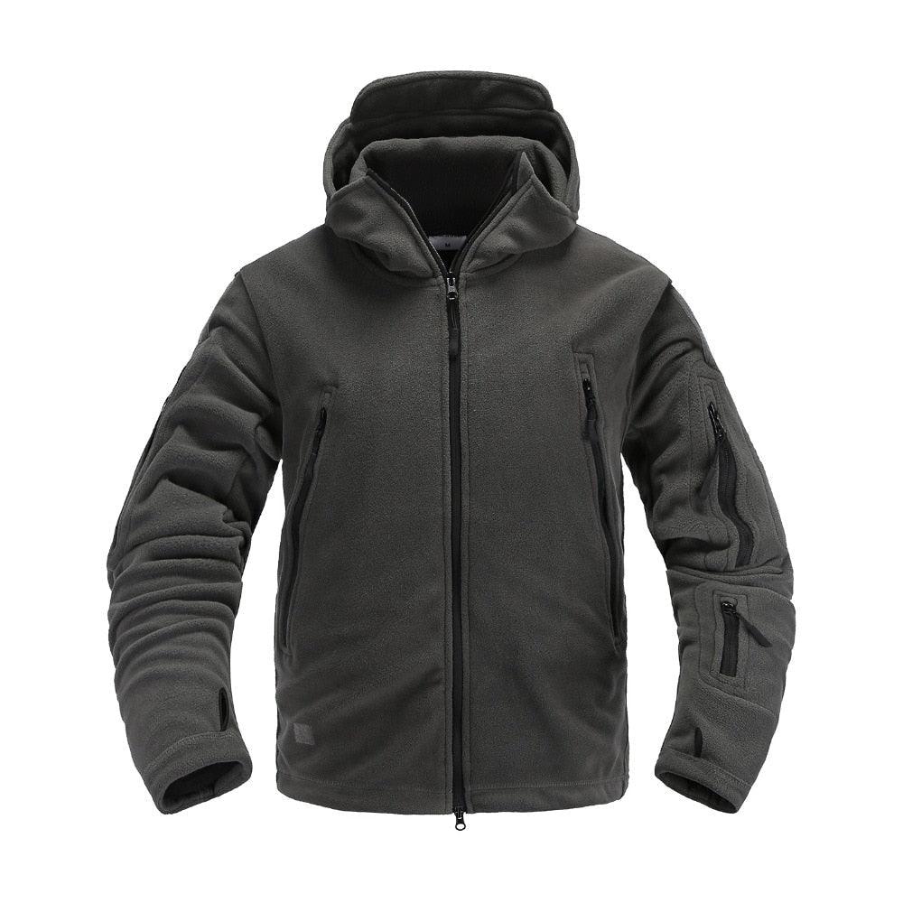 Men's Tactical Fleece Hooded Jacket – Warm Water-Resistant Outdoor Military Coat