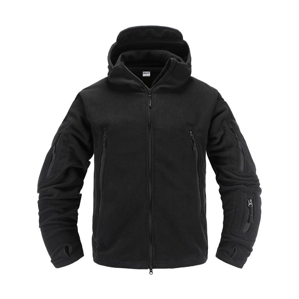 Men's Tactical Fleece Hooded Jacket – Warm Water-Resistant Outdoor Military Coat
