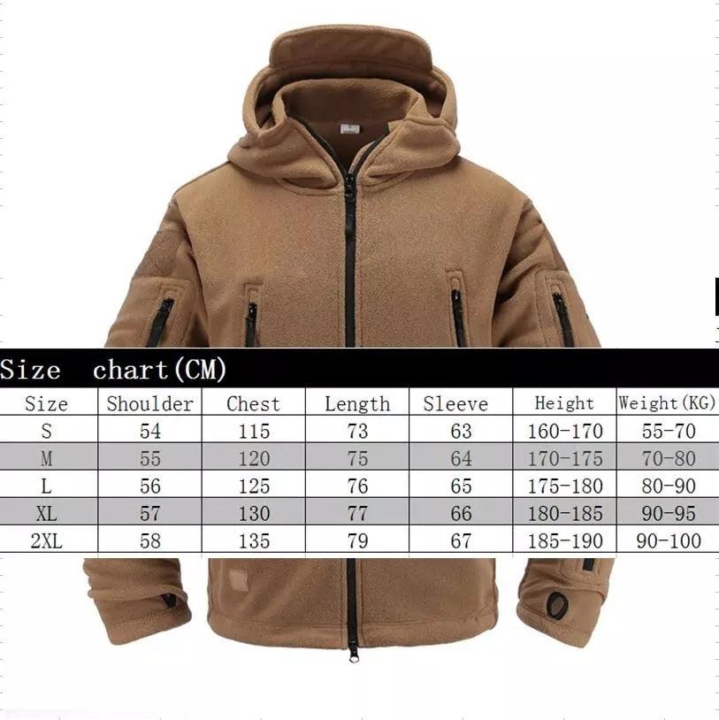 Men's Tactical Fleece Hooded Jacket – Warm Water-Resistant Outdoor Military Coat
