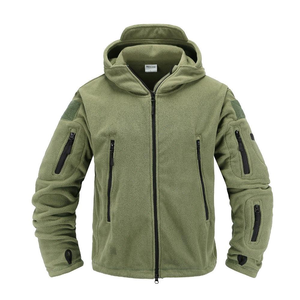 Men's Tactical Fleece Hooded Jacket – Warm Water-Resistant Outdoor Military Coat