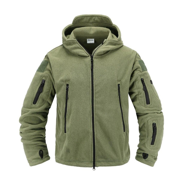 Men's Tactical Fleece Hooded Jacket – Warm Water-Resistant Outdoor Military Coat