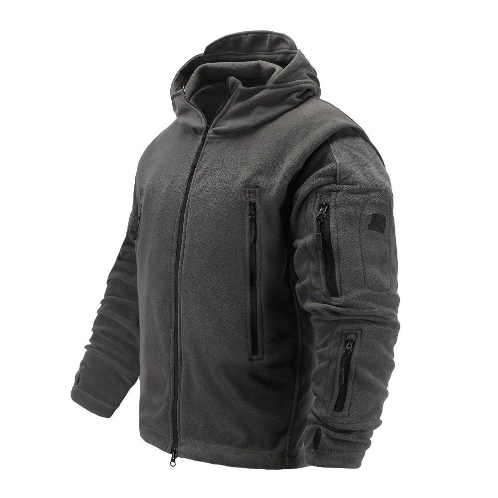 Men's Tactical Fleece Hooded Jacket – Warm Water-Resistant Outdoor Military Coat