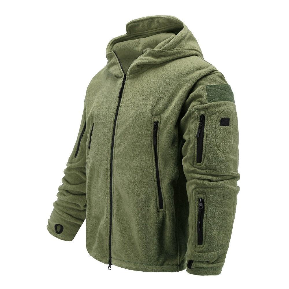 Men's Tactical Fleece Hooded Jacket – Warm Water-Resistant Outdoor Military Coat