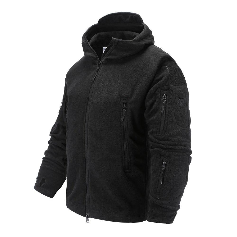 Men's Tactical Fleece Hooded Jacket – Warm Water-Resistant Outdoor Military Coat